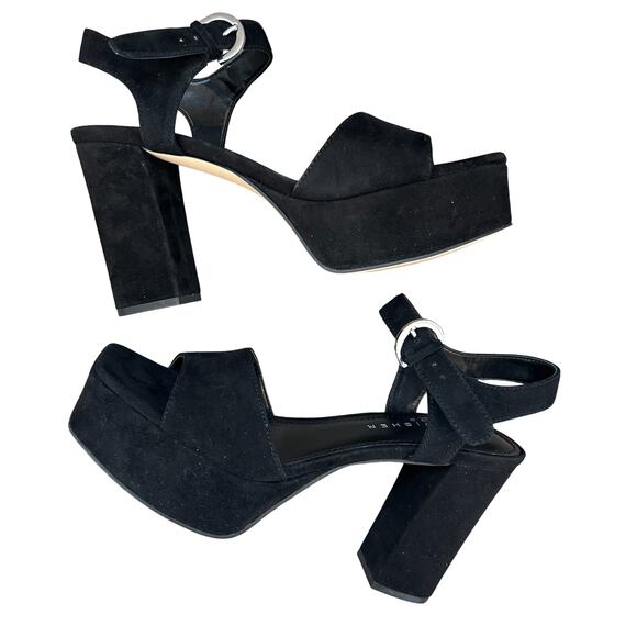Marc Fisher Cinthia Black Suede Platform Sandal Womens Size 8 NEW - Picture 1 of 10